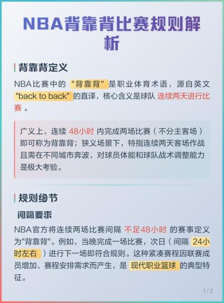 nba背靠背比赛是什么意思，nba 背靠背？